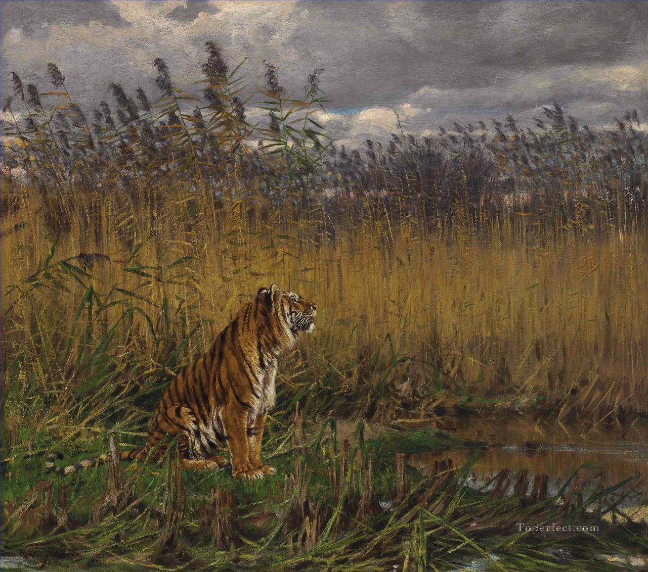 G za Vastagh Un tigre dans un paysage Peintures à l'huile